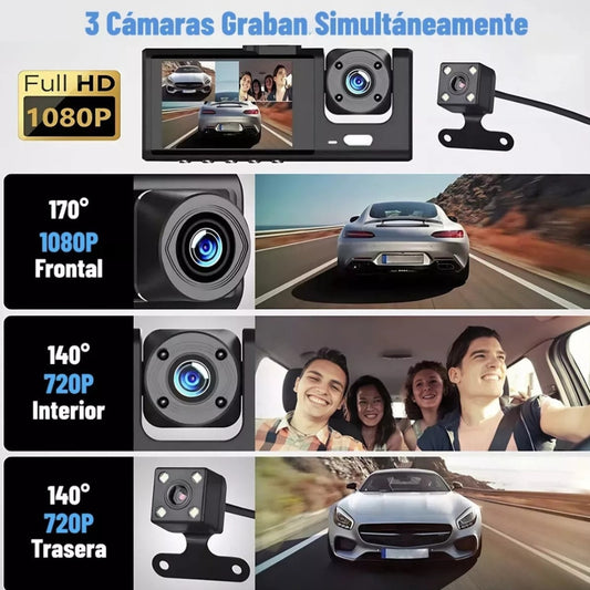 TRIPLE CAMARA 1080P PARA AUTO